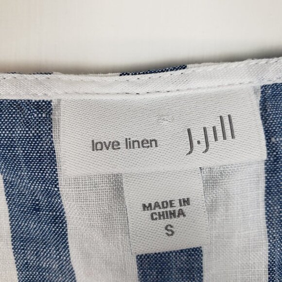 J Jill Love Linen Blue White Cabana Stripe Sleeveless Tank Top Womens Size Small - Picture 4 of 6